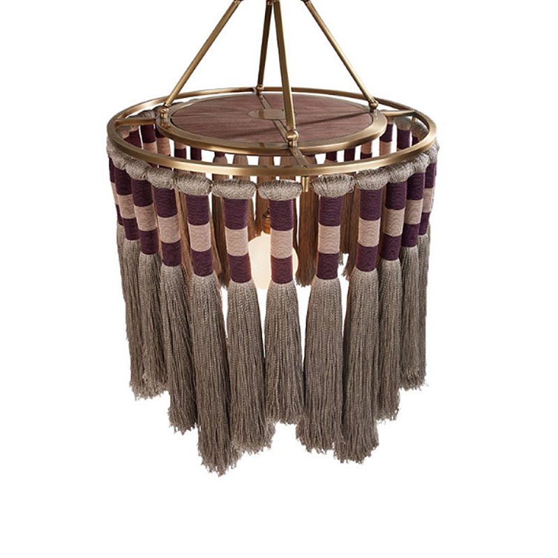 Люстра круглая плетеная с кисточками Walnut Chandelier Tassels Boho Style Орех Латунь Люстра круглая плетеная с кисточками Walnut Chandelier Tassels Boho Style Орех Латунь в Саратове | Loft Concept