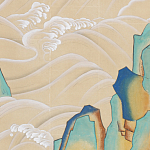 Обои ручная роспись Matsushima Waves Kano on Edo Straw India tea paper варинант исполнения - 2 | Loft Concept в Саратове