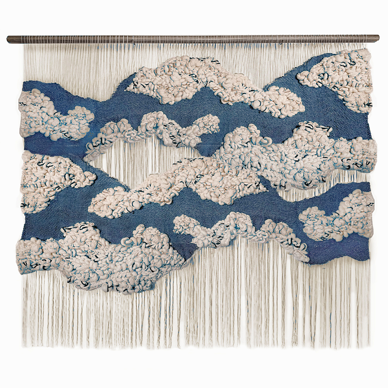 Большой дизайнерский Гобелен Misty Morning III Blue ivory ( слоновая кость ) Синий в Саратове | Loft Concept 