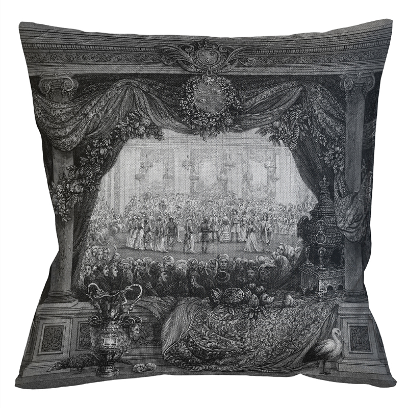 Декоративная подушка Tuileries Palace Pillow Черно-белый Бежевый Декоративная подушка Tuileries Palace Pillow Черно-белый Бежевый в Саратове | Loft Concept