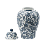 Ваза с крышкой и бело-синим цветочным узором Blue & White Ornament  варинант исполнения - 1 | Loft Concept в Саратове