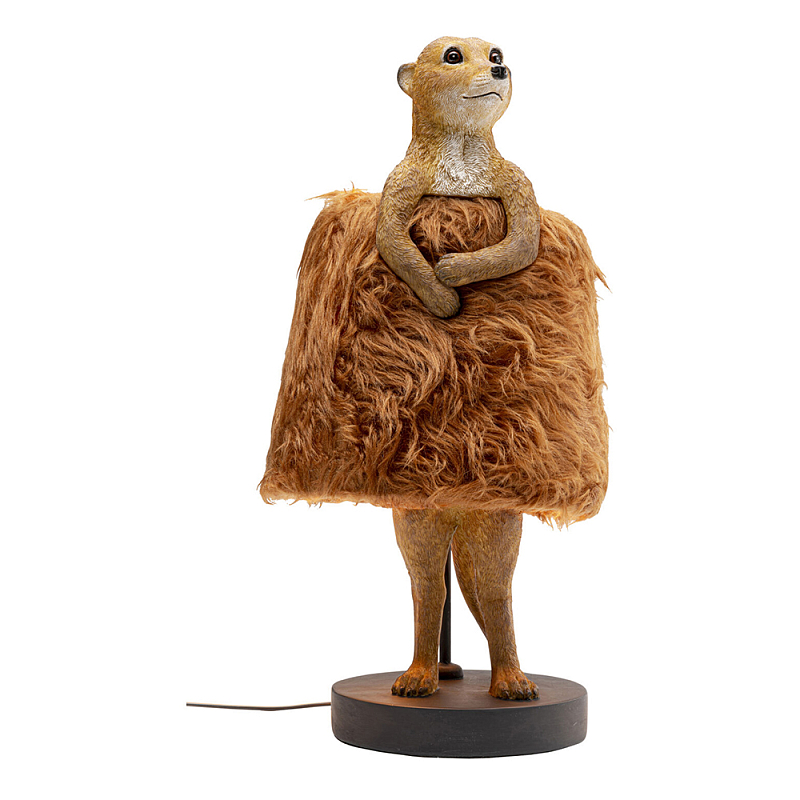 Настольная лампа Цурикат плафон из меха Бежевый Охра в Саратове | Loft Concept 