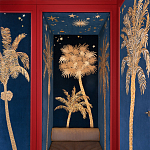 Обои с вышивкой ручной работы Deco Palms Original colourway on velvet варинант исполнения - 1 | Loft Concept в Саратове