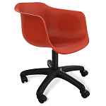 Стул пластиковый красного цвета на колесиках с подъемно-поворотным механизмом Eames Red варинант исполнения - 1 | Loft Concept в Саратове