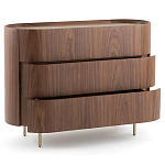 Комод округлой формы с тремя ящиками Walnut and Leather варинант исполнения - 3 | Loft Concept в Саратове