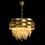 Люстра цвета матового золота с металлическими лентами и длинными прозрачными подвесками Gilded Waves варинант исполнения - 3 | Loft Concept в Саратове