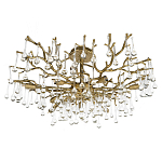Потолочная люстра в виде ветвей деревьев золотого цвета с прозрачными подвесками-каплями Droplet Chandelier варинант исполнения - 3 | Loft Concept в Саратове