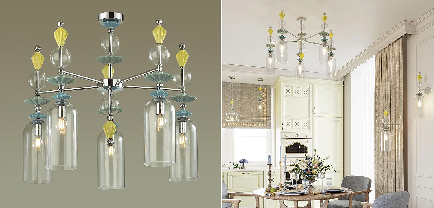 Люстра Iris Glass Chandelier candy 5 chrome Люстра Iris Glass Chandelier candy 5 chrome - Loft-Concept в Саратове