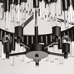 Люстра круглая из матового черного металла с подвесками из прозрачных стеклянных трубок Noir Tubes варинант исполнения - 10 | Loft Concept в Саратове