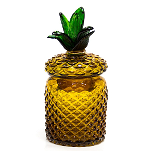 Ваза с крышкой Pineapple Transparent Amber S