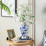 Ваза с бело-синей росписью и изображением цветов Blue & White Ornament варинант исполнения - 5 | Loft Concept в Саратове