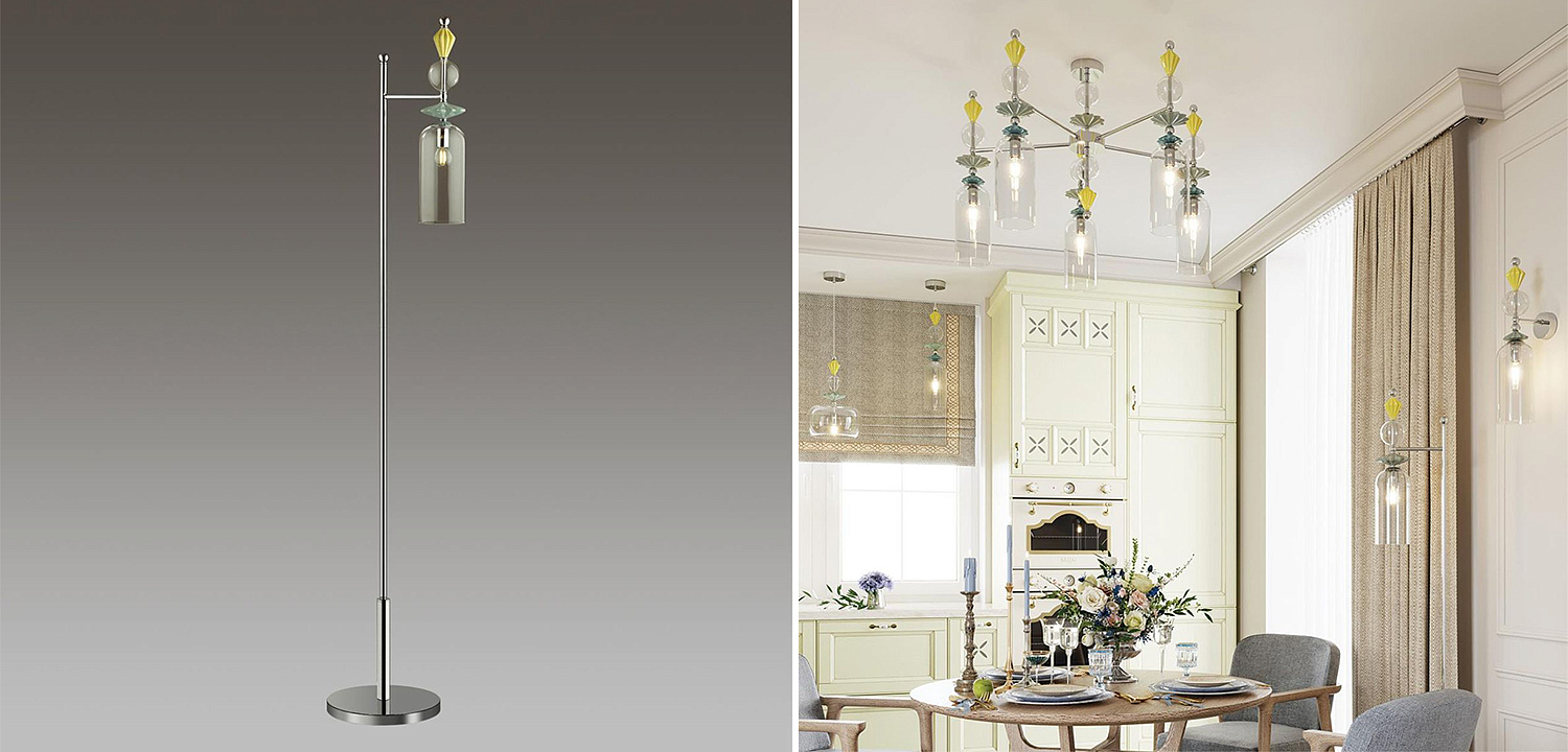 Торшер Iris Glass Floor lamp Candy chrome Торшер Iris Glass Floor lamp Candy chrome - Loft-Concept в Саратове