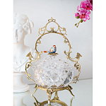Конфетница с бронзовой ручкой и фарфоровой птичкой на крышке Eden Garden варинант исполнения - 4 | Loft Concept в Саратове