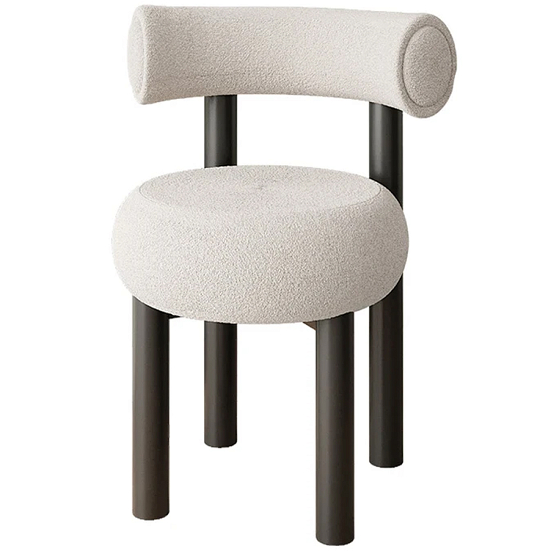 Стул с обивкой букле Pierres Grey Boucle Chair Серый Черный в Саратове | Loft Concept 