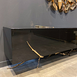 Дизайнерский комод чёрный глянцевый с основанием в виде золотых ветвей Meta Credenza  варинант исполнения - 3 | Loft Concept в Саратове