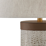 Настольная лампа с тканевым абажуром и основанием из кожи Leather Column варинант исполнения - 1 | Loft Concept в Саратове