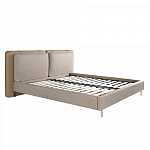 Кровать двуспальная серая с изголовьем из экокожи и ткани Modern Look варинант исполнения - 4 | Loft Concept в Саратове