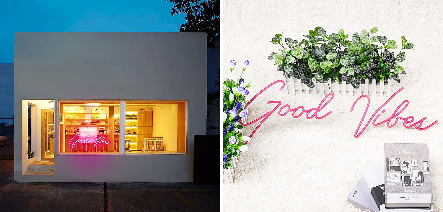 Неоновая настенная лампа Good Vibes Neon Wall Lamp Неоновая настенная лампа Good Vibes Neon Wall Lamp - Loft-Concept в Саратове