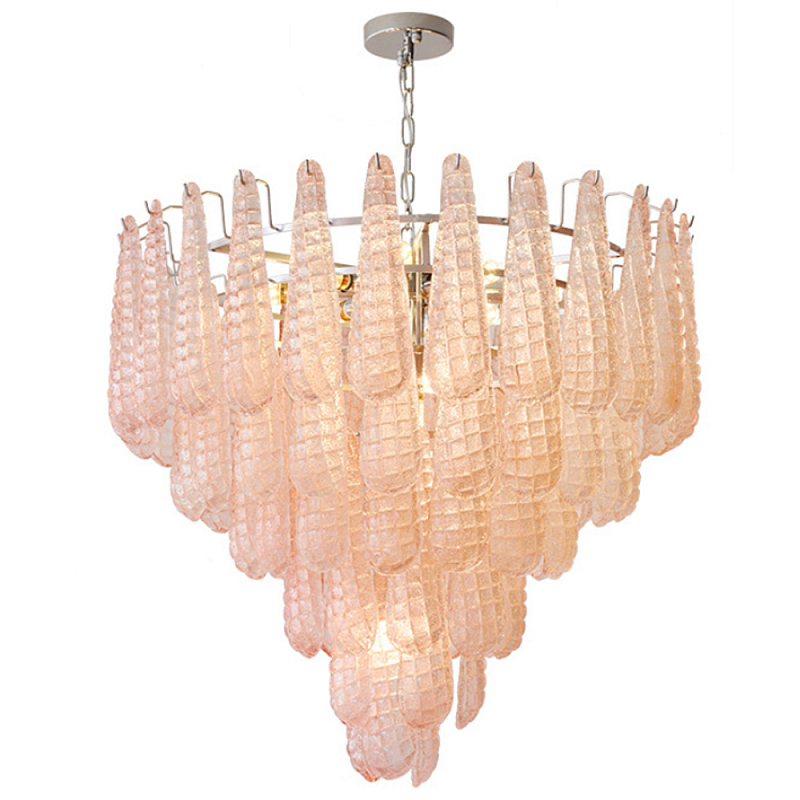 Современная Люстра Textured Glass Drops Chandelier Нежно розовые капли Розовый пастельный Золотой Современная Люстра Textured Glass Drops Chandelier Нежно розовые капли Розовый пастельный Золотой в Саратове | Loft Concept