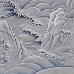 Обои ручная роспись Matsushima Waves Hokusai on Gun Metal dyed silk варинант исполнения - 2 | Loft Concept в Саратове