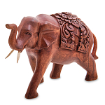 Статуэтка из дерева суар в виде слона в традиционном облачении Elephant in blanket варинант исполнения - 1 | Loft Concept в Саратове