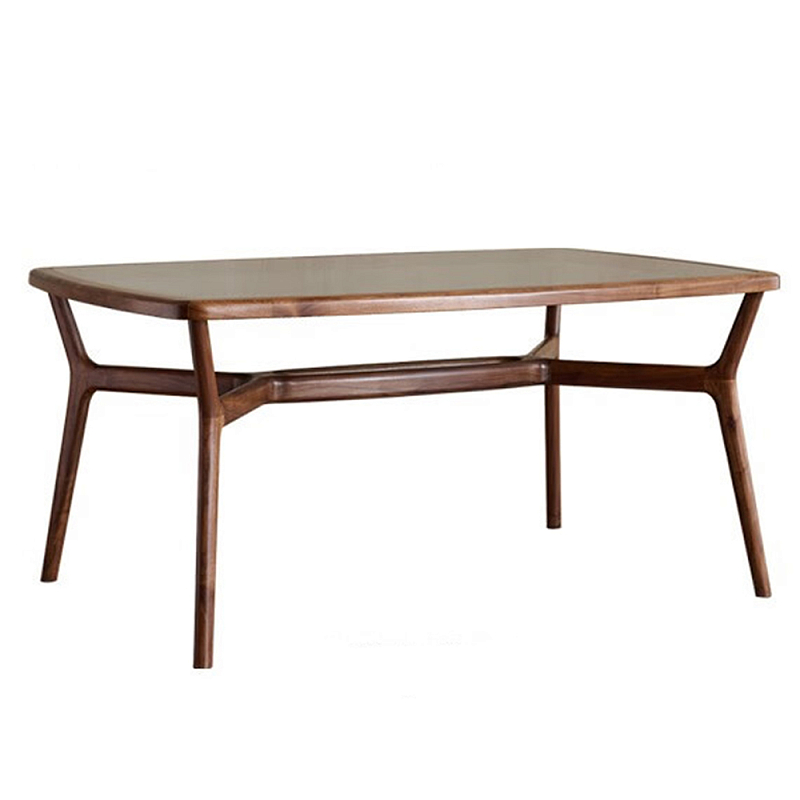 Стол обеденный с каркасом из дерева и стеклянной столешницей Walnut Dining Table Орех Стол обеденный с каркасом из дерева и стеклянной столешницей Walnut Dining Table Орех в Саратове | Loft Concept