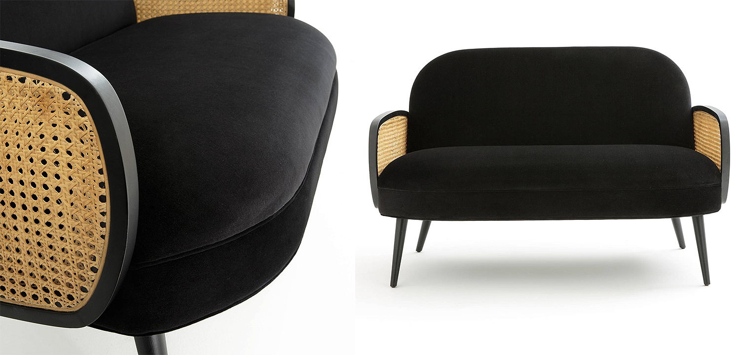 Диван Morten Wicker Black Sofa Черный Диван Morten Wicker Black Sofa Черный - Loft-Concept в Саратове