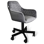 Стул с мягкой серой обивкой из велюра и подъемно-поворотным механизмом на черных колесиках Harper Gray варинант исполнения - 1 | Loft Concept в Саратове