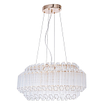 Люстра подвесная многослойная с прозрачными хрустальными трубками и золотистым каркасом Hexagon Tube Light варинант исполнения - 1 | Loft Concept в Саратове