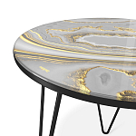 Стол журнальный c круглой столешницей из стекла серого цвета Gray and Gold Marble варинант исполнения - 3 | Loft Concept в Саратове