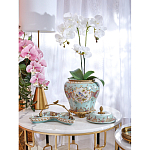 Блюдо из голубого фарфора с бронзовой ручкой в виде ветки Blue Garden варинант исполнения - 4 | Loft Concept в Саратове