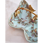 Блюдо из голубого фарфора с бронзовой ручкой в виде ветки Blue Garden варинант исполнения - 6 | Loft Concept в Саратове