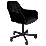 Стул с мягкой черной обивкой из велюра и подъемно-поворотным механизмом на колесиках Harper Black варинант исполнения - 1 | Loft Concept в Саратове