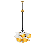 Люстра с 15-ю белыми  плафонами с золотой внутренней поверхностью Hinkley варинант исполнения - 7 | Loft Concept в Саратове