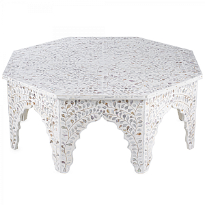 Стол кофейный отделка перламутр White Mother of Pearl Moroccan