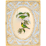 Декоративный постер с изображением птиц в раме с рельефным растительным узором Blooming Birds Poster варинант исполнения - 8 | Loft Concept в Саратове