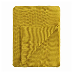 Плед из хлопка жемчужной вязки горчичного цвета Waffle Comfort варинант исполнения - 1 | Loft Concept в Саратове