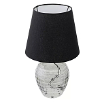 Настольная лампа с черным тканевым абажуром и фактурным прозрачным основанием Black Cone варинант исполнения - 1 | Loft Concept в Саратове
