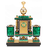 Настольный письменный набор из малахита и долерита с декором в виде герба России Leader Organizer варинант исполнения - 3 | Loft Concept в Саратове