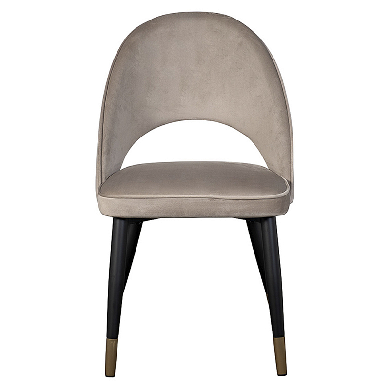 Стул велюровый серо-бежевый Schelde Gray Beige Серо-бежевый Черный в Саратове | Loft Concept 