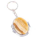 Зеркало брелок карманное двухстороннее из натурального камня Оникс Silver Stone Mirrors варинант исполнения - 1 | Loft Concept в Саратове