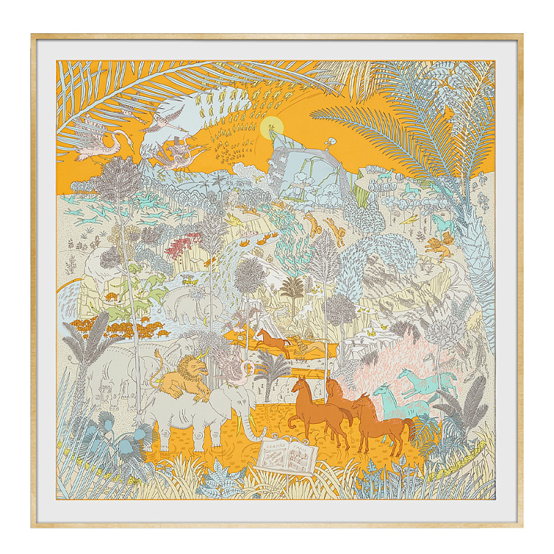 Картина Hermes Le Carnaval des Animaux Orange Мульти Золотой в Саратове | Loft Concept 