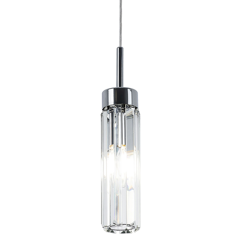Подвесной светильник с плафоном из хрусталя Fernand Glass Chrome Hanging Lamp Хром Прозрачный Подвесной светильник с плафоном из хрусталя Fernand Glass Chrome Hanging Lamp Хром Прозрачный в Саратове | Loft Concept
