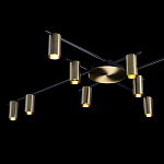 Потолочный светильник с 10-ю цилиндрическими плафонами цвета латунь TRIBES CHANDELIER варинант исполнения - 4 | Loft Concept в Саратове