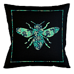 Подушка декоративная пчела с бирюзовым узором Ikat Pattern варинант исполнения - 1 | Loft Concept в Саратове