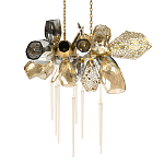 Люстра подвесная с 18-ю стеклянными плафонами с вертикальными подвесками Gilded Mirage  варинант исполнения - 1 | Loft Concept в Саратове