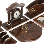 Настольный письменный набор с часами из природного камня обсидиана Competent Leader варинант исполнения - 4 | Loft Concept в Саратове