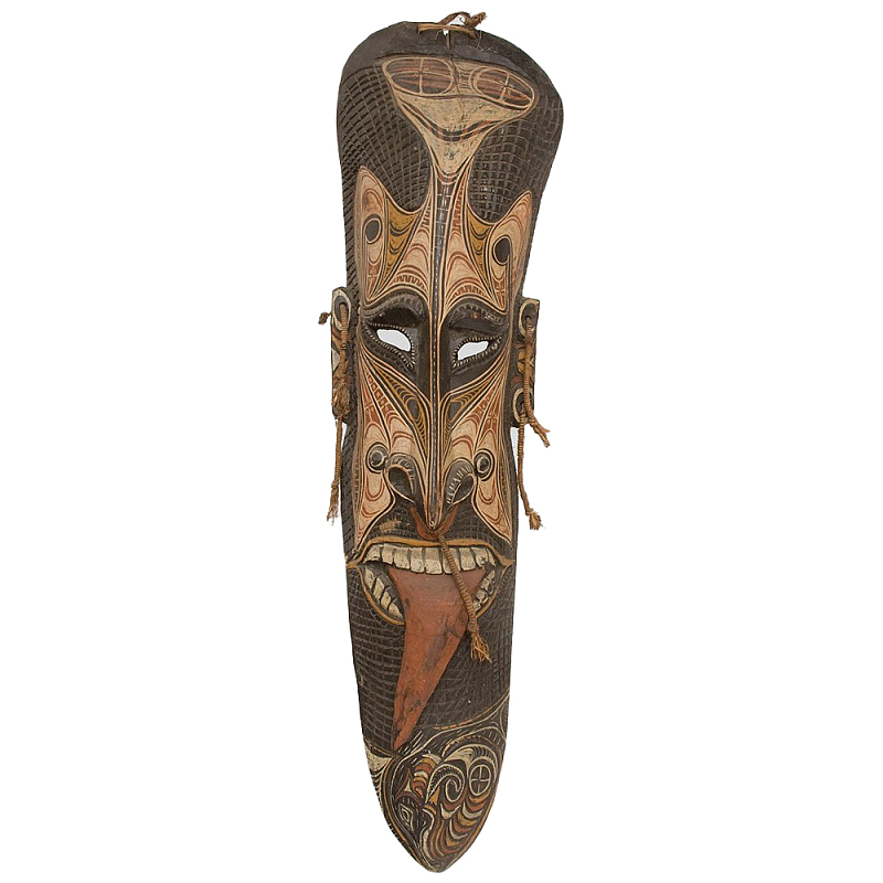 Деревянная маска ручной работы Papuan Mask Коричневый Бежевый Деревянная маска ручной работы Papuan Mask Коричневый Бежевый в Саратове | Loft Concept