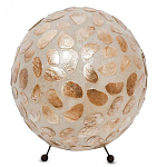 Настольная лампа из перламутра на металлическом каркасе Indonesian Circle варинант исполнения - 1 | Loft Concept в Саратове