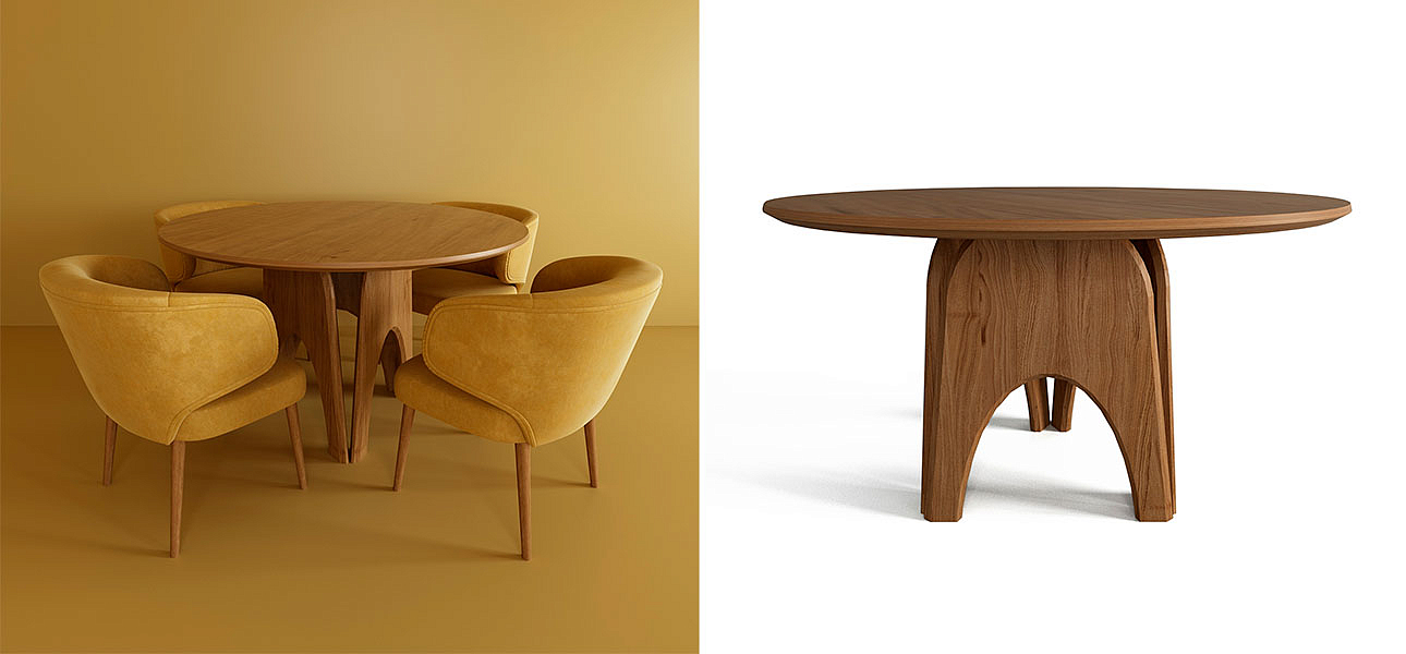 Обеденный круглый стол из дерева Pelican Dinner Table Обеденный круглый стол из дерева Pelican Dinner Table - Loft-Concept в Саратове